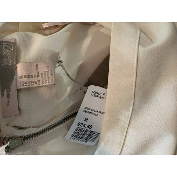 Forever 21 Cream Black Color block Mini Dress Sz Medium - Picture 8 of 12